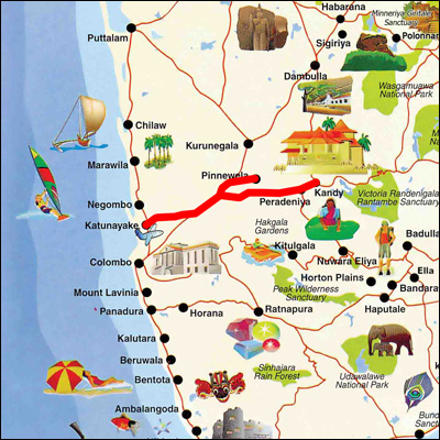 sri lanka tour map