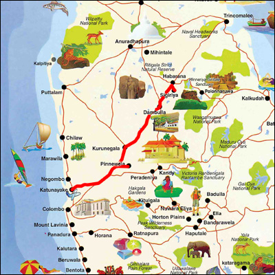 sri lanka tour map