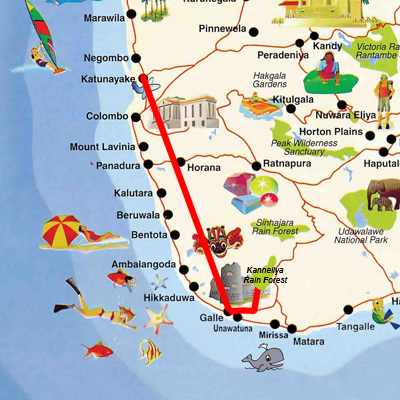 sri lanka tour map
