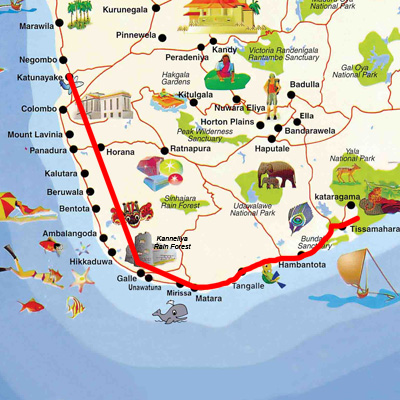 sri lanka tour map