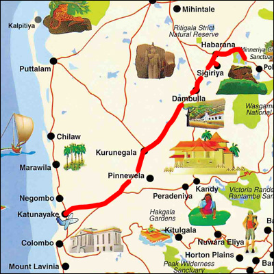 sri lanka tour map